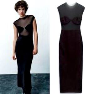 Zara FW23 Tulle Midi Sleeveless bodycon